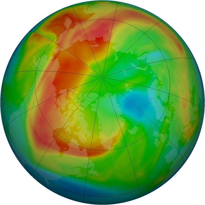 Arctic ozone map for 09 February 2008